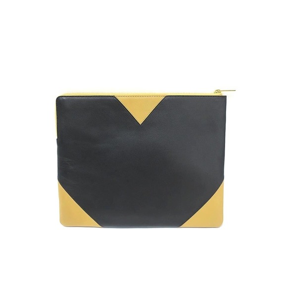 Celine Clutch Bag Mini Black Beige Bicolor Leather - Picture 2 of 5